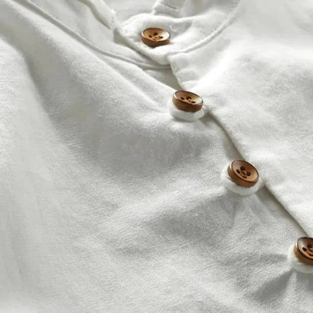 Men's Long Sleeve Shirt with Stand Collar and Button Closure