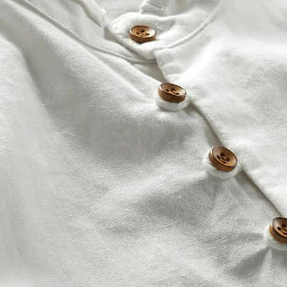 Men's Long Sleeve Shirt with Stand Collar and Button Closure