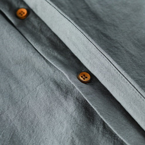 Men's Long Sleeve Shirt with Stand Collar and Button Front