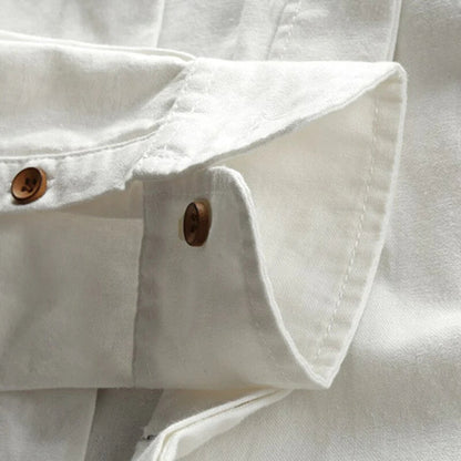 Men's Long Sleeve Shirt with Stand Collar and Button Front