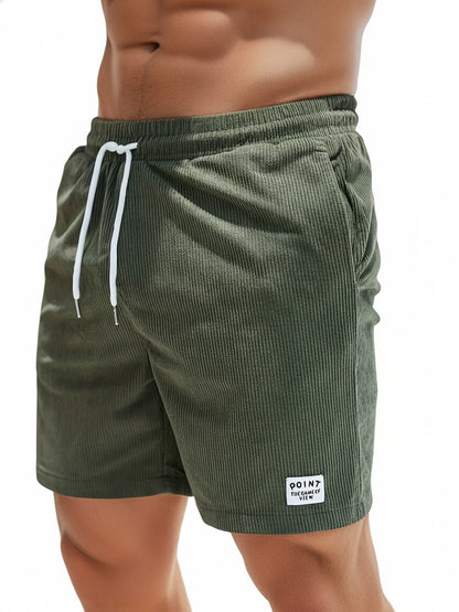 Men's Loose-Fit Shorts with Drawstring Waist and Ribbed Texture