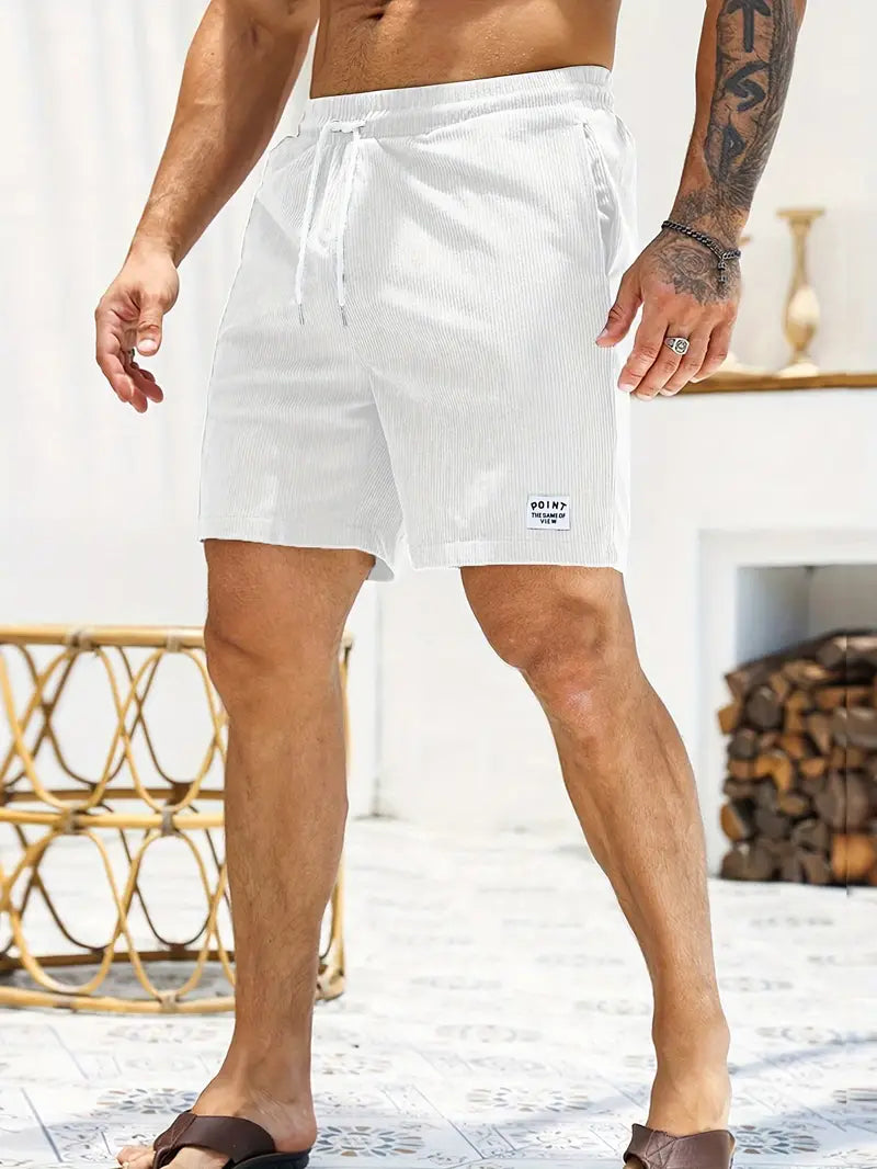 Men's Loose-Fit Shorts with Drawstring Waist and Ribbed Texture