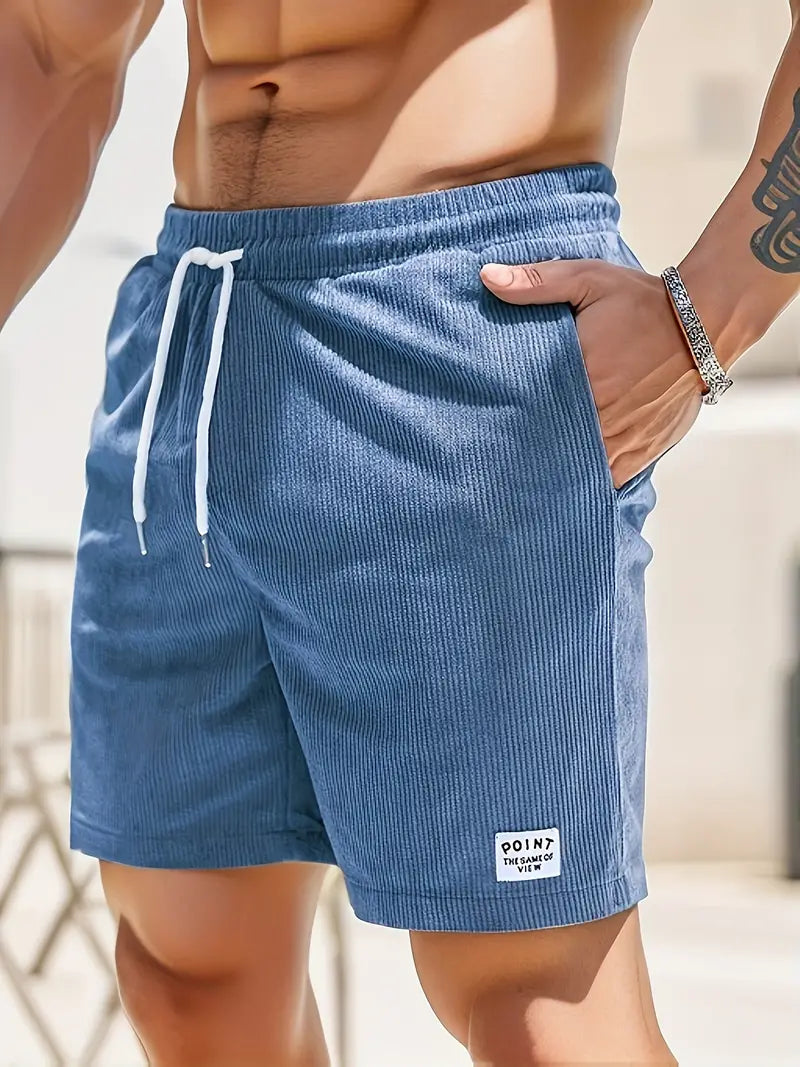 Men's Loose-Fit Shorts with Drawstring Waist and Ribbed Texture