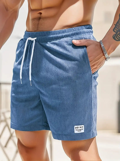 Men's Loose-Fit Shorts with Drawstring Waist and Ribbed Texture