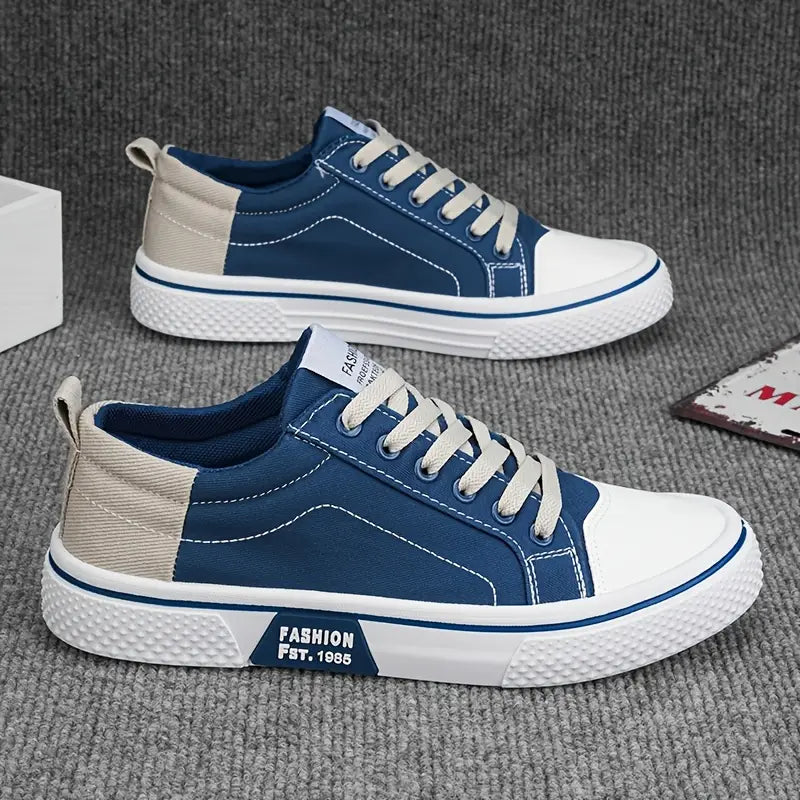 Men's Low-Top Canvas Sneakers with Lace-Up Closure and Cushioned Sole ##POS:11##