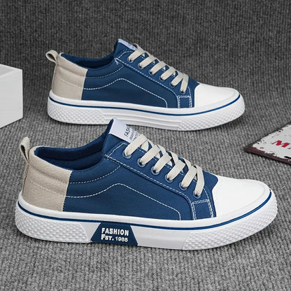Men's Low-Top Canvas Sneakers with Lace-Up Closure and Cushioned Sole ##POS:11##