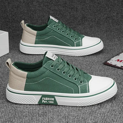 Men's Low-Top Canvas Sneakers with Lace-Up Closure and Cushioned Sole