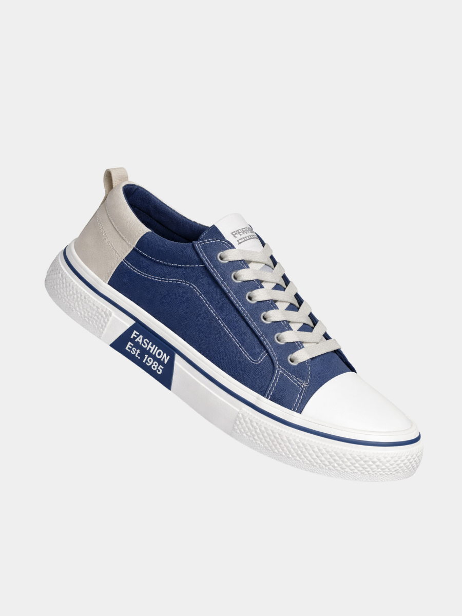 Men's Low-Top Canvas Sneakers with Lace-Up Closure and Cushioned Sole