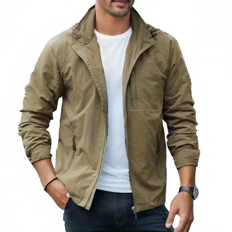 Men's Mid-Season Jacket with Hood and Zip Closure