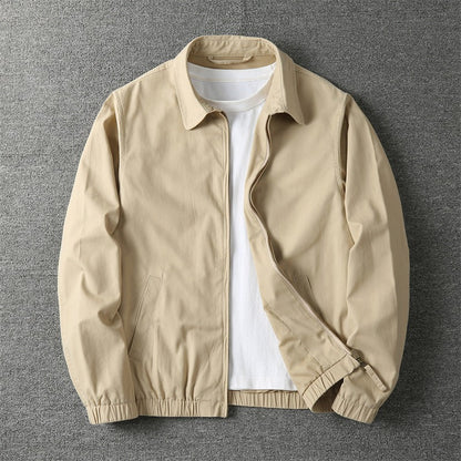 Men's Mid-Season Jacket with Spread Collar and Zip Closure