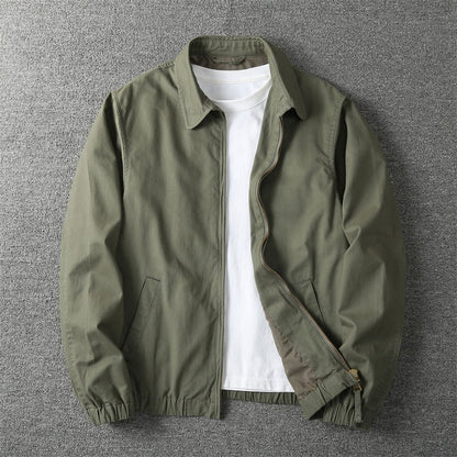 Men's Mid-Season Jacket with Spread Collar and Zip Closure
