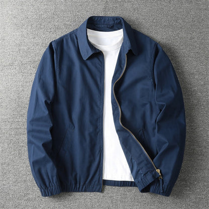 Men's Mid-Season Jacket with Spread Collar and Zip Closure