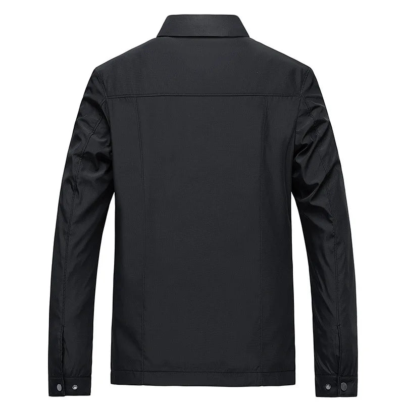 Men's Mid-Season Jacket with Zip Closure and Spread Collar