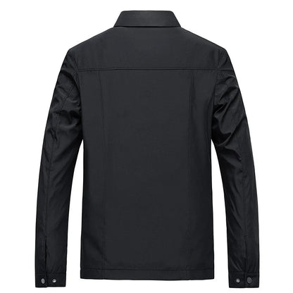 Men's Mid-Season Jacket with Zip Closure and Spread Collar
