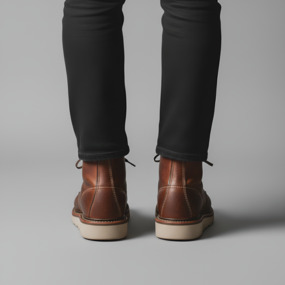 Men's Moc Toe Boots Lace-Up with Thick Sole