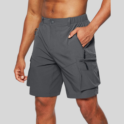 Men's Outdoor Cargo Shorts with Zip Pockets and Elastic Waistband