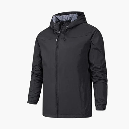 Men's Outdoor Hooded Rain Jacket with Zip Closure