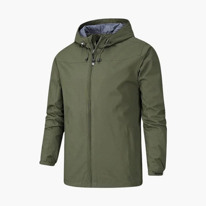 Men's Outdoor Hooded Rain Jacket with Zip Closure