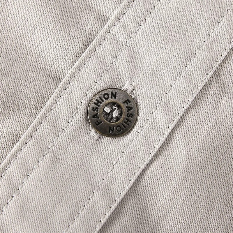 Men's Outdoor Long Sleeve Shirt with Chest Pockets and Button-Down Collar