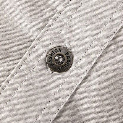 Men's Outdoor Long Sleeve Shirt with Chest Pockets and Button-Down Collar