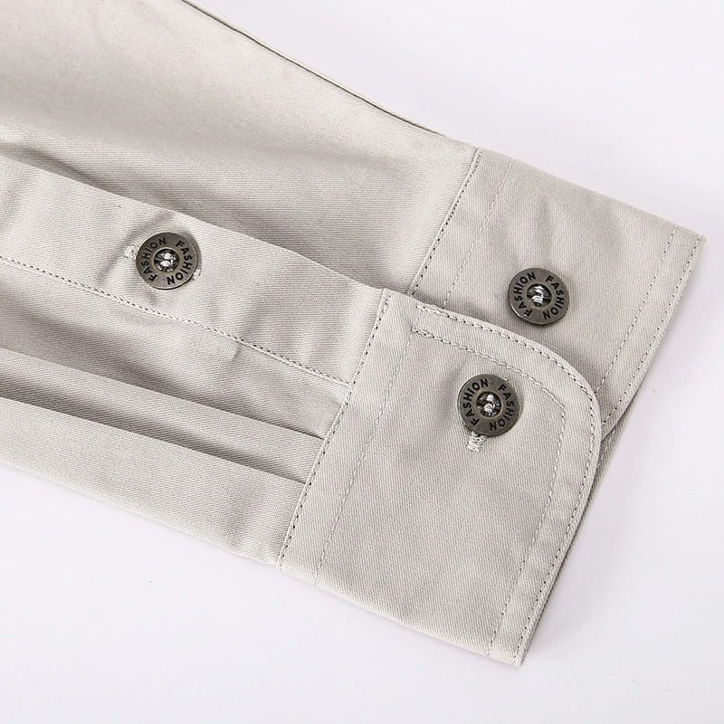 Men's Outdoor Long Sleeve Shirt with Chest Pockets and Button-Down Collar