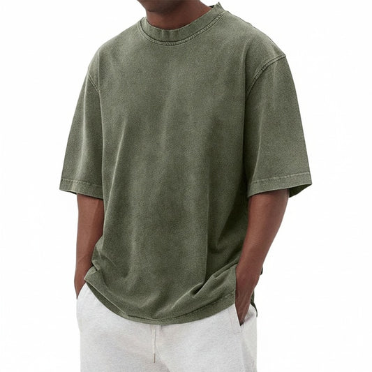Men's Oversized Short Sleeve T-Shirt with Washed Vintage Look