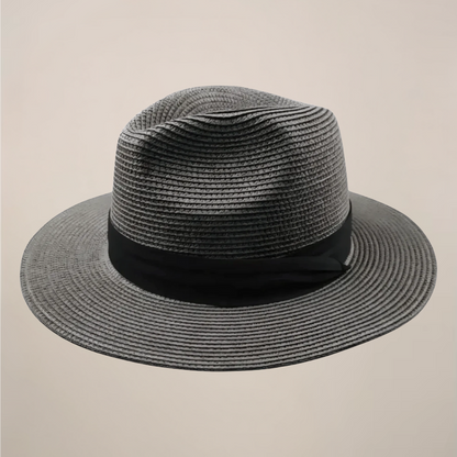Men's Panama Hat with Wide Brim and Contrast Band