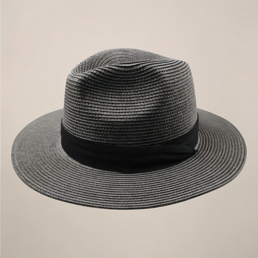 Men's Panama Hat with Wide Brim and Contrast Band