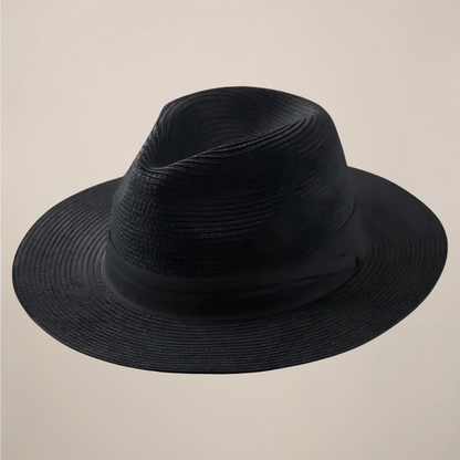 Men's Panama Hat with Wide Brim and Contrast Band