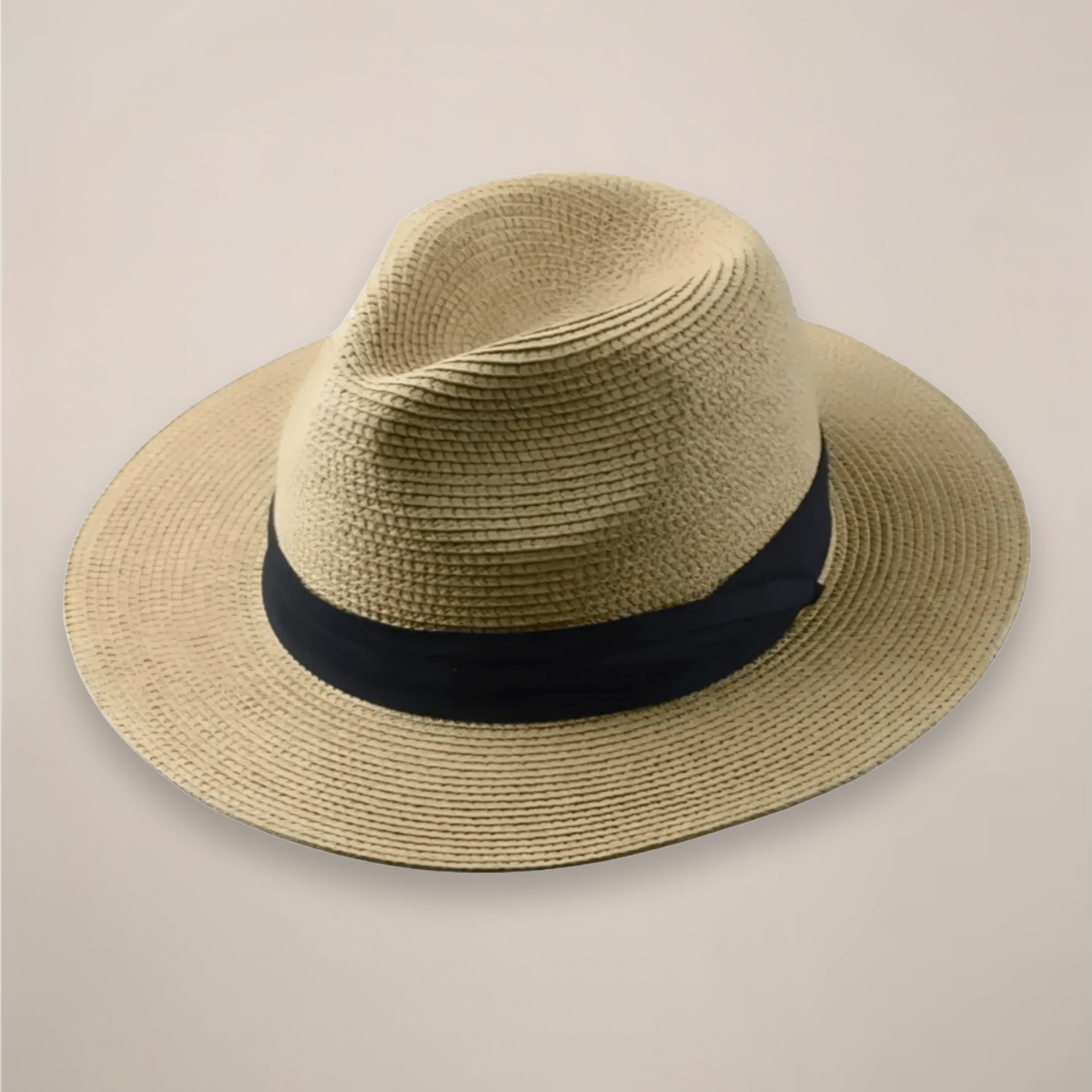 Men's Panama Hat with Wide Brim and Contrast Band