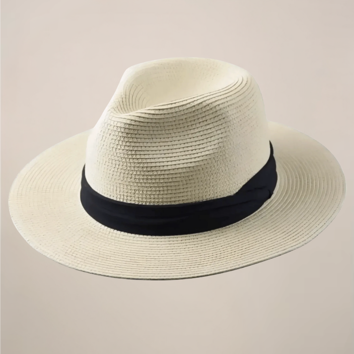 Men's Panama Hat with Wide Brim and Contrast Band