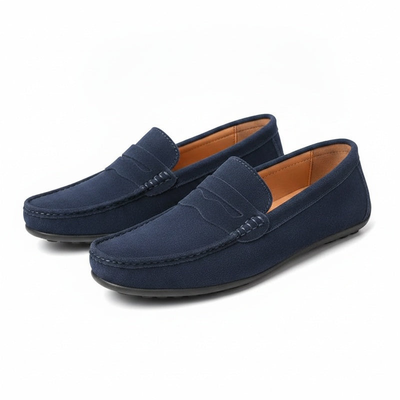 Men's Penny Loafers Slip-On with Saddle Strap Detail