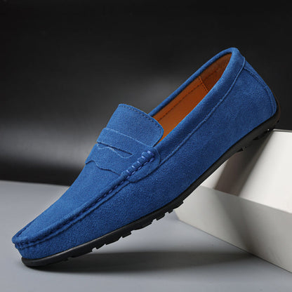 Men's Penny Loafers Slip-On with Saddle Strap Detail