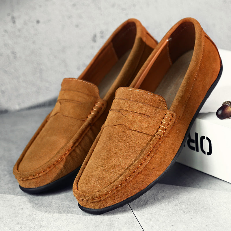 Men's Penny Loafers Slip-On with Saddle Strap Detail