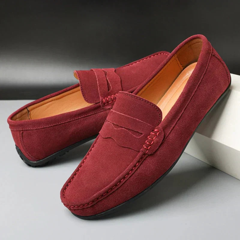 Men's Penny Loafers Slip-On with Saddle Strap Detail