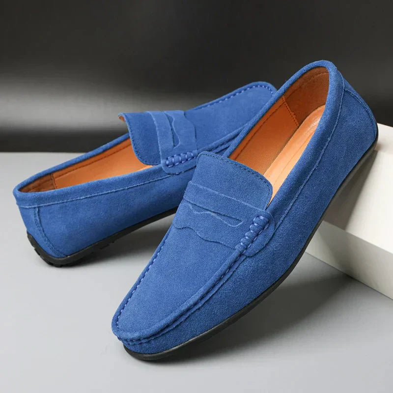 Men's Penny Loafers Slip-On with Saddle Strap Detail
