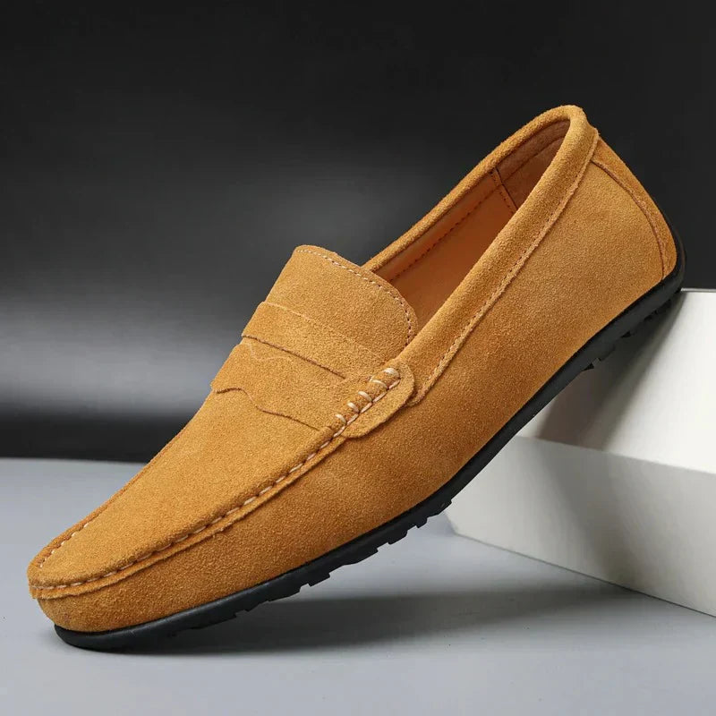 Men's Penny Loafers Slip-On with Saddle Strap Detail