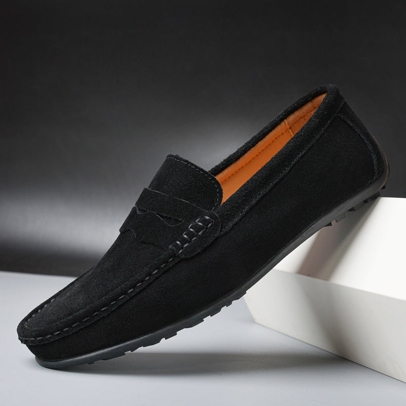 Men's Penny Loafers Slip-On with Saddle Strap Detail