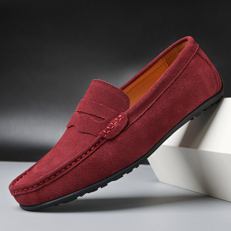 Men's Penny Loafers Slip-On with Saddle Strap Detail