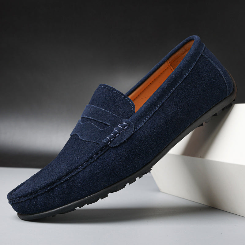 Men's Penny Loafers Slip-On with Saddle Strap Detail