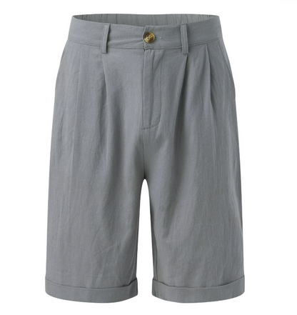 Men's Pleated Chino Shorts with Cuffed Hem and Belt Loops
