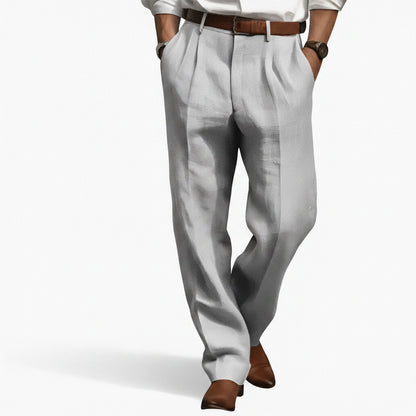 Men's Pleated Dress Trousers with Relaxed Straight Fit