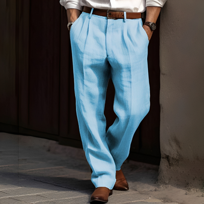 Men's Pleated Dress Trousers with Relaxed Straight Fit