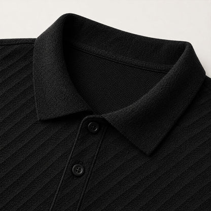 Men's Polo Shirt and Shorts Set Short Sleeve with Textured Jacquard Pattern