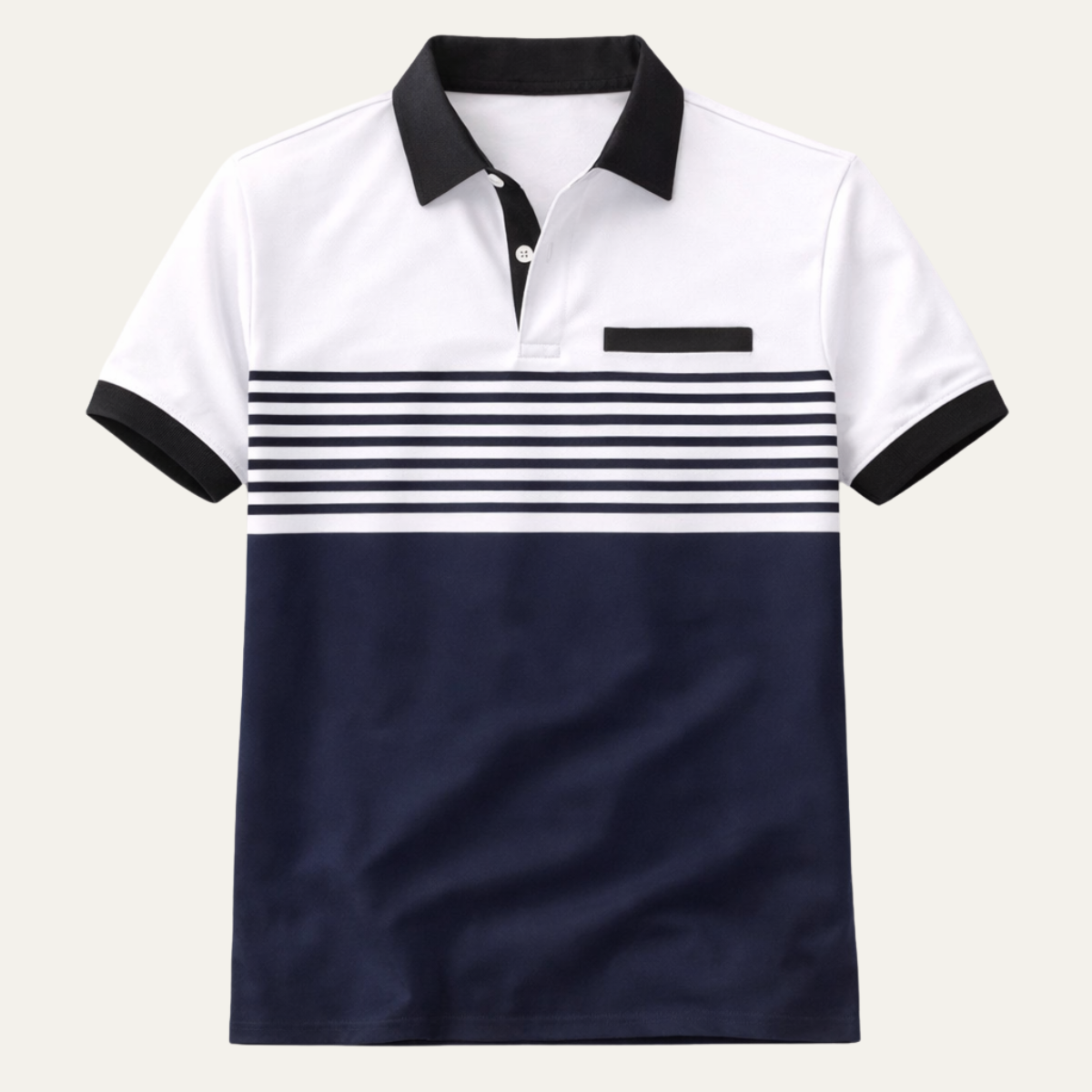 Men's Polo Shirt Short Sleeve with Collar, Striped Color Block Slim Fit
