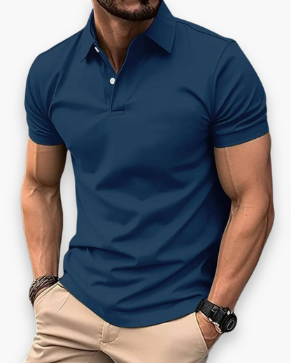 Men's Polo Shirt Short Sleeve with Spread Collar and Slim Fit