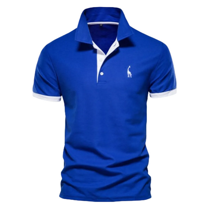 Men's Polo Shirt with Short Sleeves and Contrast Trim with Giraffe Embroidery