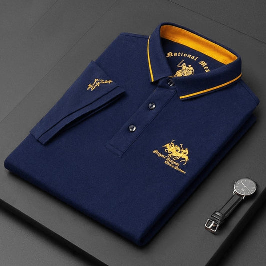 Men's Polo Shirt with Short Sleeves and Embroidered Chest Logo