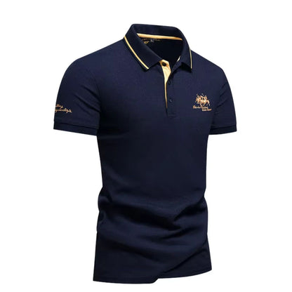 Men's Polo Shirt with Short Sleeves and Embroidered Chest Logo