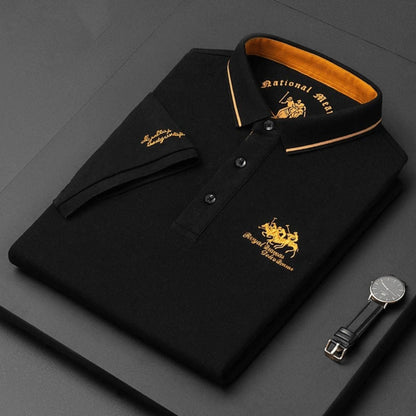 Men's Polo Shirt with Short Sleeves and Embroidered Chest Logo